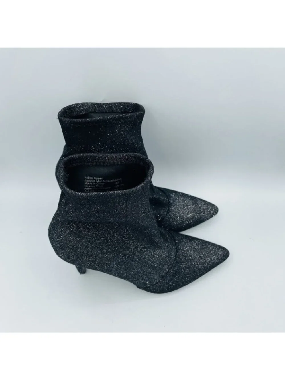 Baash Shoes Womens Size 7 Black Shiny Sparkly Glitter Ankle Booties Heels